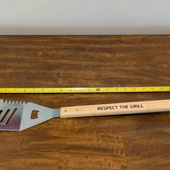 Double Sided Engraved Respect the Grill Bamboo BBQ Spatula - Picture 7 of 7
